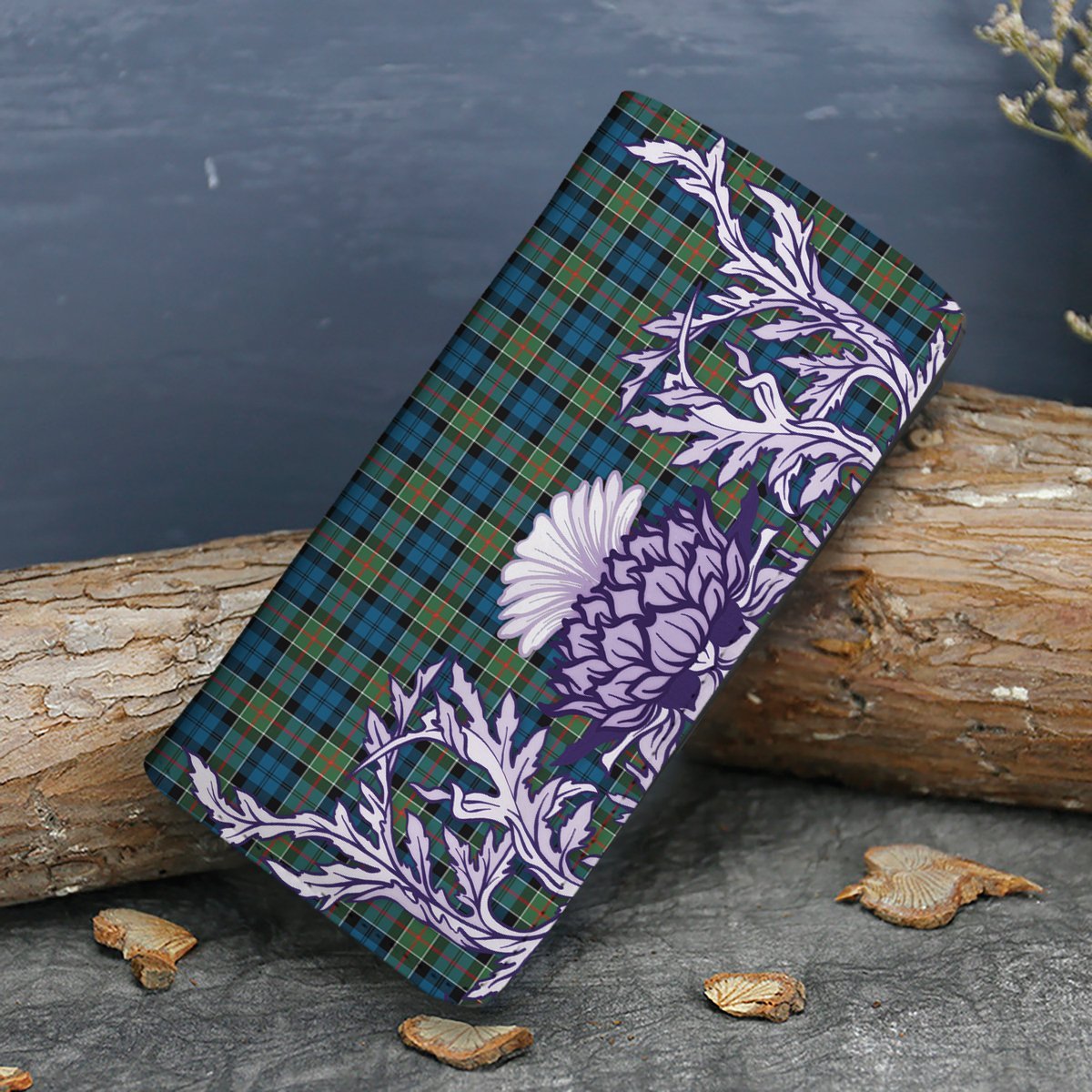 Scottish Thistle Tartan Leather Purse