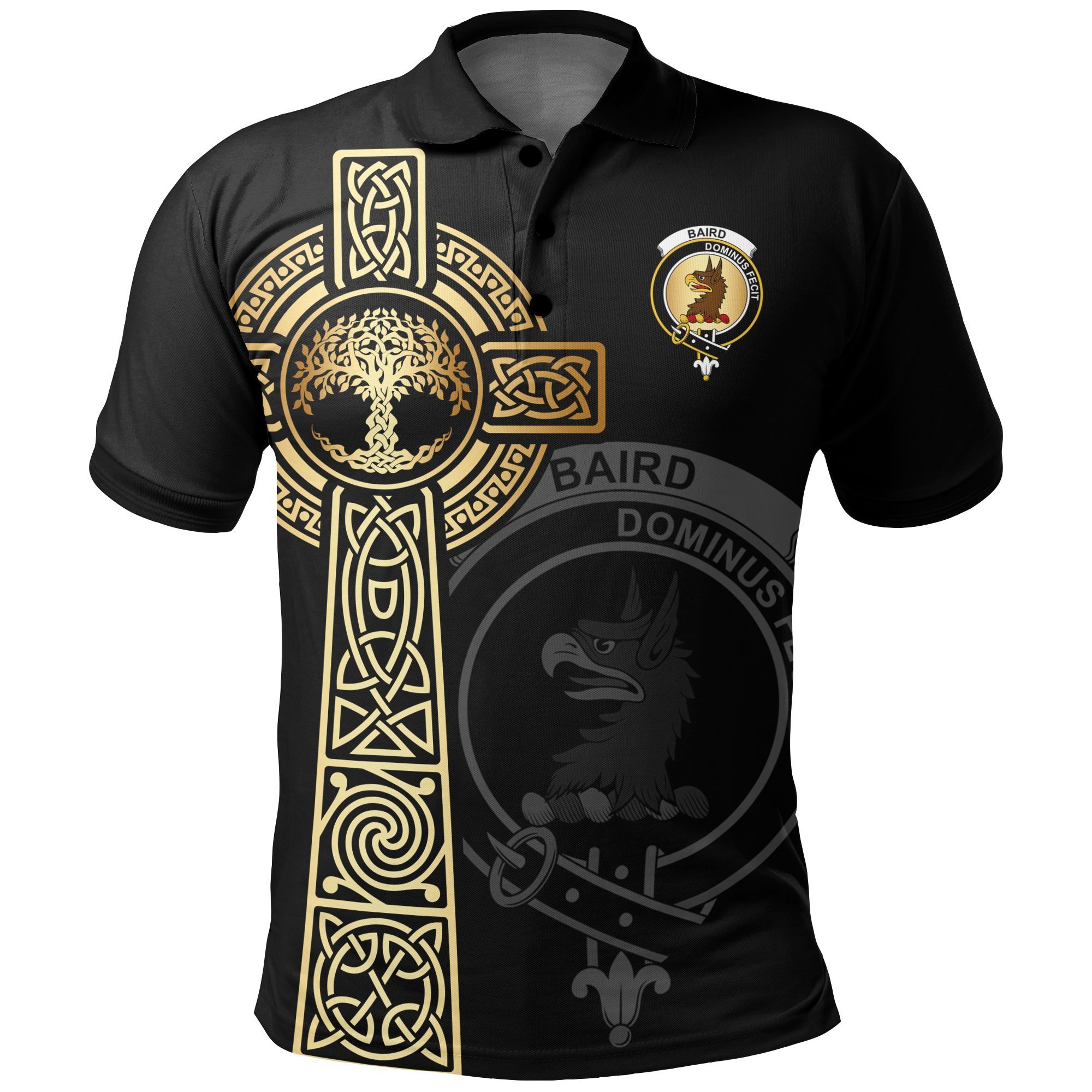 Baird Polo Shirt Celtic Tree Of Life Clan Unisex Black