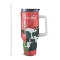 40oz Personalized Tumbler with White Handle - Today I Choose Joy Design - Motivational Christmas Theme with Custom Name - James 1:2 Scripture - Perfect Holiday Gift