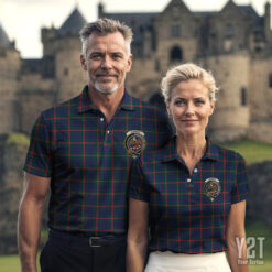 Agnew Clan Tartan Polo with Crest - Authentic Scottish Apparel