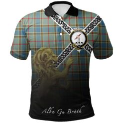 Balfour Blue Polo Shirts Tartan Crest Celtic Scotland Lion