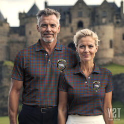 Bethune Clan Tartan Polo with Crest - Authentic Scottish Apparel