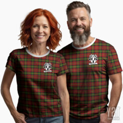Blackstock Red Dress Scottish Tartan T-shirt with Crest – Authentic Clan Apparel
