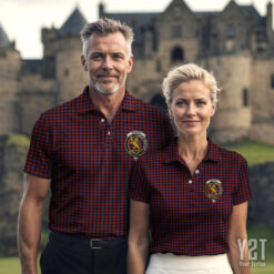 Broun Clan Tartan Polo with Crest - Authentic Scottish Apparel