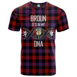 Broun Modern Clan DNA In Me Tartan Crest T-Shirt