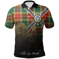 Buchanan Old Sett Polo Shirts Tartan Crest Celtic Scotland Lion
