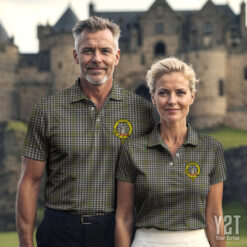 Burns Check Clan Tartan Polo with Crest - Authentic Scottish Apparel