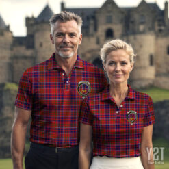 Cameron of Lochiel Modern Clan Tartan Polo with Crest - Authentic Scottish Apparel