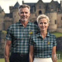 Campbell Dress Ancient Clan Tartan Polo with Crest - Authentic Scottish Apparel