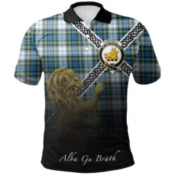 Campbell Dress Polo Shirts Tartan Crest Celtic Scotland Lion