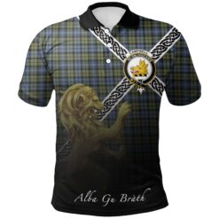 Campbell Faded Polo Shirts Tartan Crest Celtic Scotland Lion
