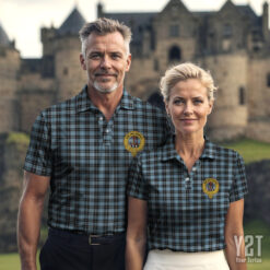 Clark Ancient Clan Tartan Polo with Crest - Authentic Scottish Apparel