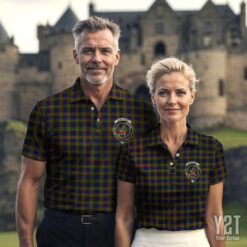 Clelland Clan Tartan Polo with Crest - Authentic Scottish Apparel