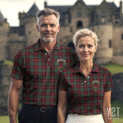 Crawford Clan Tartan Polo with Crest - Authentic Scottish Apparel