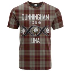 Cunningham Burgundy Dancers Clan DNA In Me Tartan Crest T-Shirt