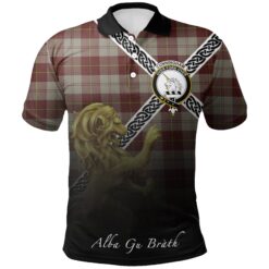 Cunningham Burgundy Dancers Polo Shirts Tartan Crest Celtic Scotland Lion