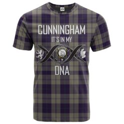 Cunningham Dress Blue Dancers Clan DNA In Me Tartan Crest T-Shirt