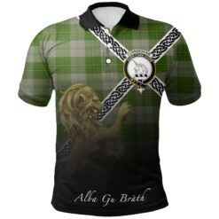 Cunningham Dress Green Dancers Polo Shirts Tartan Crest Celtic Scotland Lion