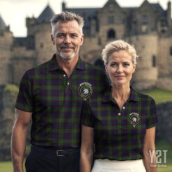 Cunningham Hunting Clan Tartan Polo with Crest - Authentic Scottish Apparel