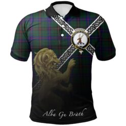 Davidson Modern Polo Shirts Tartan Crest Celtic Scotland Lion