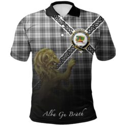 Douglas Grey Modern Polo Shirts Tartan Crest Celtic Scotland Lion