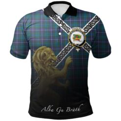 Douglas Modern Polo Shirts Tartan Crest Celtic Scotland Lion