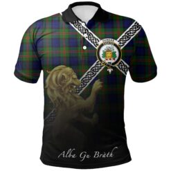 Dundas Modern Polo Shirts Tartan Crest Celtic Scotland Lion