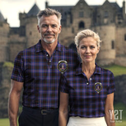 Dunlop Clan Tartan Polo with Crest - Authentic Scottish Apparel