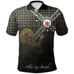 Farquharson Weathered Polo Shirts Tartan Crest Celtic Scotland Lion