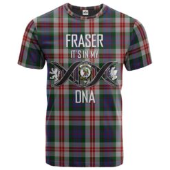 Fraser Red Dress Clan DNA In Me Tartan Crest T-Shirt