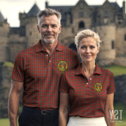 Fraser Weathered Clan Tartan Polo with Crest - Authentic Scottish Apparel