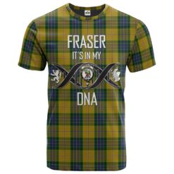 Fraser Yellow Clan DNA In Me Tartan Crest T-Shirt