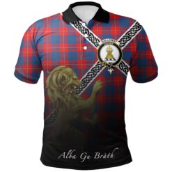 Galloway Red Polo Shirts Tartan Crest Celtic Scotland Lion