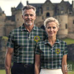 Gordon Dress Ancient Clan Tartan Polo with Crest - Authentic Scottish Apparel