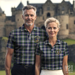 Gordon Dress Modern Clan Tartan Polo with Crest - Authentic Scottish Apparel