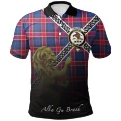 Graham of Menteith Red Polo Shirts Tartan Crest Celtic Scotland Lion