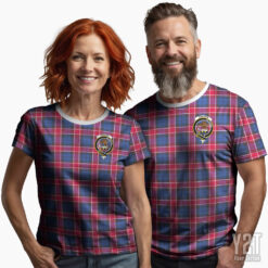 Graham of Menteith Red Scottish Tartan T-shirt with Crest – Authentic Clan Apparel
