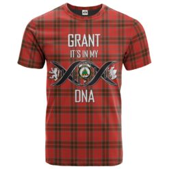 Grant Weathered Clan DNA In Me Tartan Crest T-Shirt