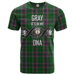 Gray Hunting Clan DNA In Me Tartan Crest T-Shirt