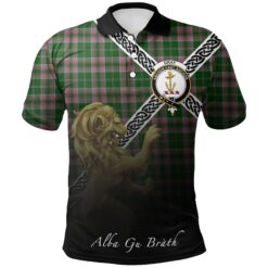 Gray Hunting Polo Shirts Tartan Crest Celtic Scotland Lion