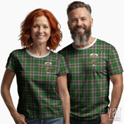 Gray Scottish Tartan T-shirt with Crest – Authentic Clan Apparel