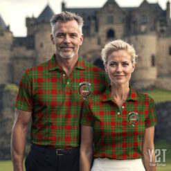 Grierson Clan Tartan Polo with Crest - Authentic Scottish Apparel