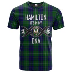Hamilton Green Hunting Clan DNA In Me Tartan Crest T-Shirt