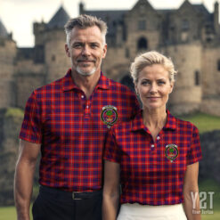 Hamilton Modern Clan Tartan Polo with Crest - Authentic Scottish Apparel