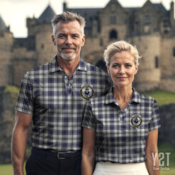 Hannay Clan Tartan Polo with Crest - Authentic Scottish Apparel