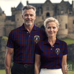 Home (or Hume) Clan Tartan Polo with Crest - Authentic Scottish Apparel