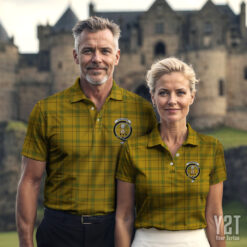 Houston Clan Tartan Polo with Crest - Authentic Scottish Apparel