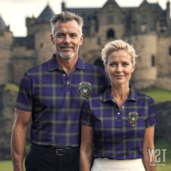 Kinnaird Clan Tartan Polo with Crest - Authentic Scottish Apparel