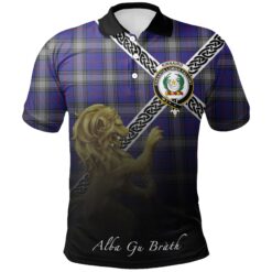 Kinnaird Polo Shirts Tartan Crest Celtic Scotland Lion