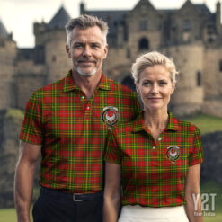 Leask Clan Tartan Polo with Crest - Authentic Scottish Apparel